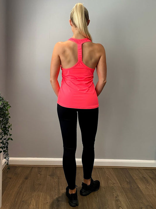 Neon pink racer back fitness vest