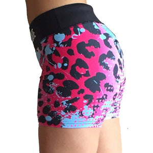 pink, black and blue fitness shorts