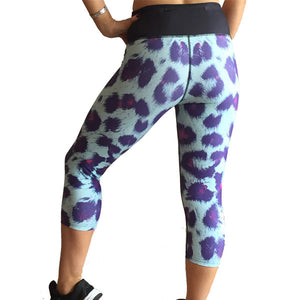 Yoga capri pants - Aqua panther style
