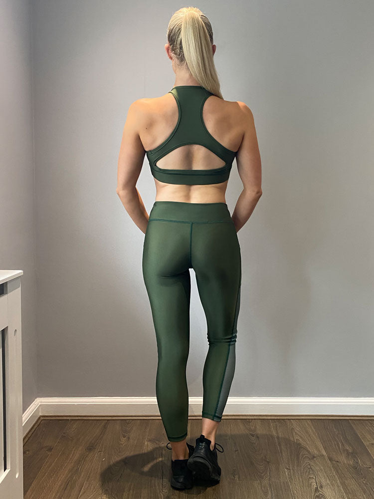 Olive Green Fitness Leggings Front