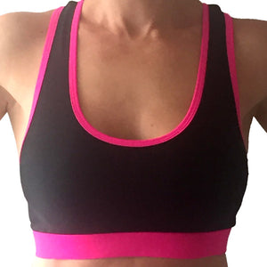 Black and hot pink fitness bra top
