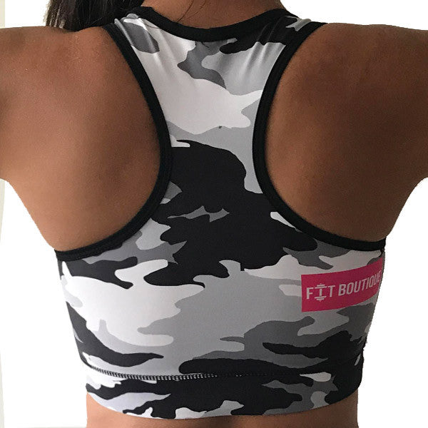 Grey camouflage bra top