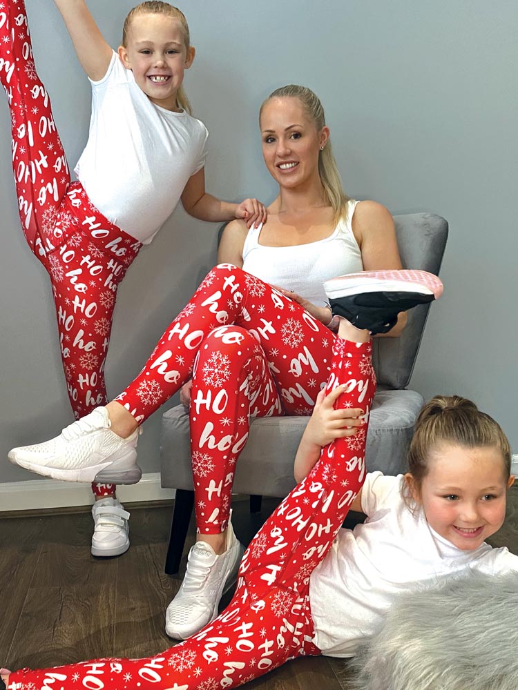 Hayley, Eden and Milan in their HoHo Christmas leggings