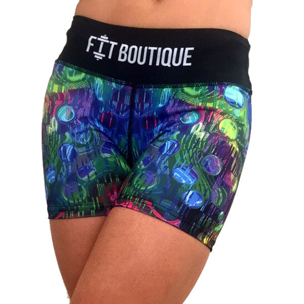 Multi coloured fitness shorts by fit boutique